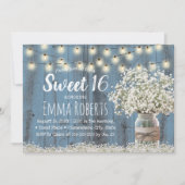 甘い16素朴バビーズブレスフローラジャールダスティブルー 招待状 (正面)
