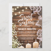 甘い16素朴木製ストリングラモダンイト 招待状 (正面)