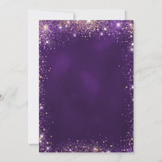 甘い16紫のバラ金ゴールドの輝き 招待状 (裏面)