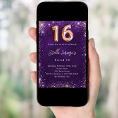 甘い16紫のバラ金ゴールドの輝き 招待状