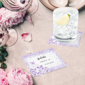 甘い16紫の白いドレス スクエアペーパーコースター