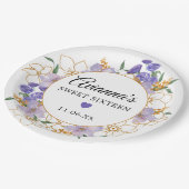 甘い16紫の金ゴールドフローラパーティー ペーパープレート (アングル)