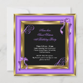 甘い16紫の金ゴールド写真16th誕生日パーティー 招待状 (裏面)