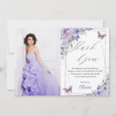 甘い16紫の16の薄紫フローラ蝶 サンキューカード (正面)