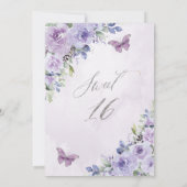 甘い16紫の16の薄紫フローラ蝶 サンキューカード (裏面)