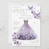 甘い16紫の16の薄紫フローラ蝶 招待状 (正面)