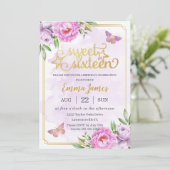 甘い16紫の16の薄紫フローラ蝶 招待状 (スタンド正面)