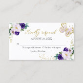 甘い16紫色のフローラ蝶RSVPエンクロージャ 名刺 (正面)