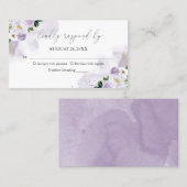 甘い16紫色の水彩フローラRSVPエンクロージャ 名刺 (正面/裏面)