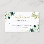 甘い16緑のフローラ蝶RSVPエンクロージャ 名刺 (正面)