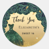 甘い16緑の金ゴールドドレスありがとう ラウンドシール (正面)