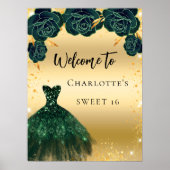 甘い16緑の金ゴールドドレスの花へようこそ ポスター (正面)