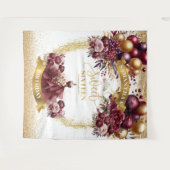 甘い16背景バーガンディードレス金ゴールドバルーンスパ タペストリー (正面(横))