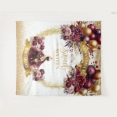 甘い16背景ブルゴーニュバルーン金ゴールドグリッター タペストリー (正面(横))