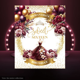 甘い16背景ブルゴーニュバルーン金ゴールドグリッター タペストリー