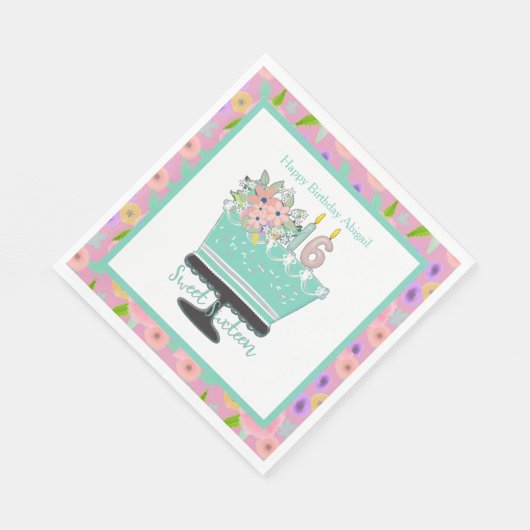 甘い16花とケーキペーパーナプキン スタンダードランチョンナプキン (角)