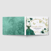 甘い16蝶の花エメラルドグリーンドレス ゲストブック (全面)