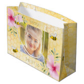 甘い16誕生日の写真ででこぼこ蜂ハニカム ラージペーパーバッグ (裏面アングル)