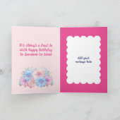 甘い16誕生日の名前2写真フローラピンク カード (内部)