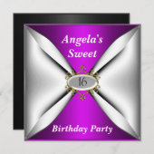 甘い16誕生日の紫 招待状 (正面/裏面)