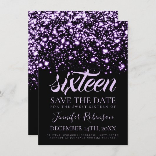 甘い16誕生日は日付を保存パープルグラム セーブザデート (正面/裏面)