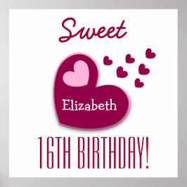 甘い16誕生日ふりかけるハートA01C1 ポスター