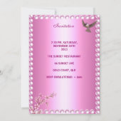 甘い16誕生日アジアンピンクパールフラワーバード 招待状 (裏面)