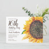 甘い16誕生日ガールズイエローブラウンヒマワリ 招待状 (スタンド正面)