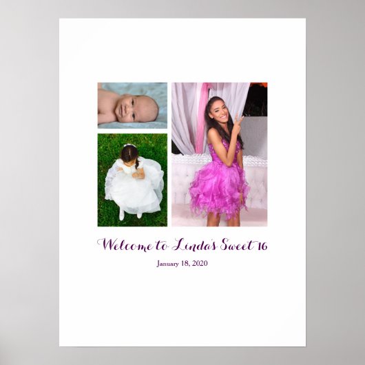 甘い16誕生日サインインパーティーボード16th 3写真 ポスター (正面)