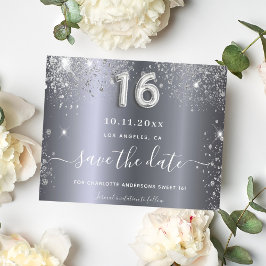 甘い16誕生日シルバーグリッター日付を保存