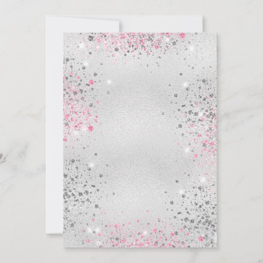 甘い16誕生日シルバーピンクのグリッターダスト 招待状 (裏面)