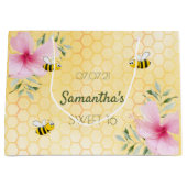 甘い16誕生日ハッピーバンブルハチのハニカム ラージペーパーバッグ (正面)