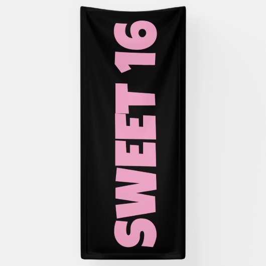甘い16誕生日バナーピンク 横断幕 (縦)