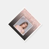 甘い16誕生日バラ金ゴールドグリッター銅写真 スタンダードカクテルナプキン (角)