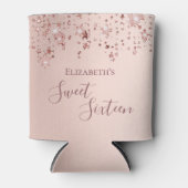 甘い16誕生日バラ金ゴールド光沢のある星のキラキラ 缶クーラー (正面)