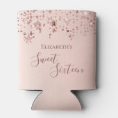 甘い16誕生日バラ金ゴールド光沢のある星のキラキラ 缶クーラー (裏面)