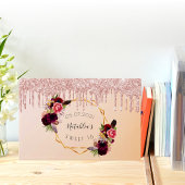 甘い16誕生日バラ金ゴールド幾何学的グリッタードリップ ゲストブック