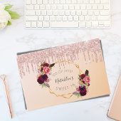 甘い16誕生日バラ金ゴールド幾何学的グリッタードリップ ゲストブック