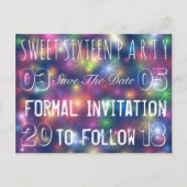 甘い16誕生日パーティデイトスターを保存 案内ポストカード (正面)