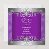甘い16誕生日パーティパープルシルバーダイヤモンド 招待状 (裏面)