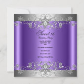 甘い16誕生日パーティパープルシルバーダイヤモンド 招待状 (裏面)