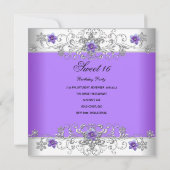 甘い16誕生日パーティパープルホワイトダイヤモンド 招待状 (裏面)