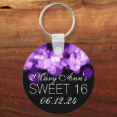 甘い16誕生日パーティパープル《写真》ぼけ味ライト キーホルダー (正面)