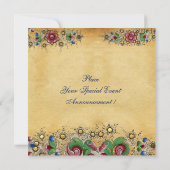 甘い16誕生日パーティーアンティークフローラパーチメント 招待状 (裏面)