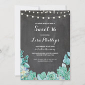 甘い16誕生日パーティーチョーク多肉食招待状18 招待状 (正面)