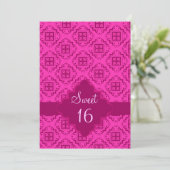 甘い16誕生日パーティーピンクアラベスクグラフィック 招待状 (スタンド正面)