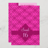甘い16誕生日パーティーピンクアラベスクグラフィック 招待状 (正面/裏面)