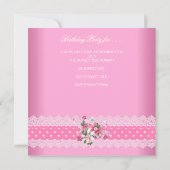 甘い16誕生日パーティーピンクホワイトピンクスポットピンク 招待状 (裏面)