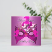 甘い16誕生日パーティーピンクマスクバルーン 招待状 (スタンド正面)