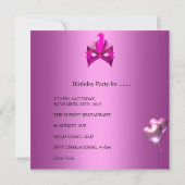 甘い16誕生日パーティーピンクマスクバルーン 招待状 (裏面)